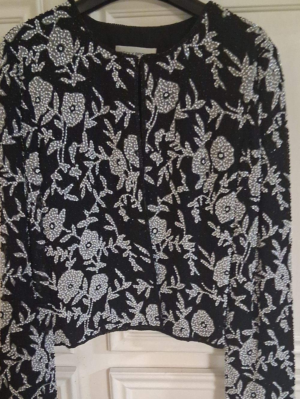 Black Beaded Floral Jacket - Black